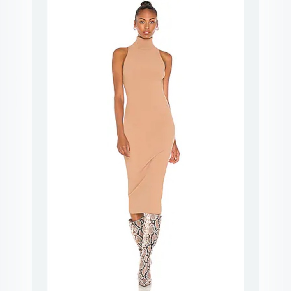 ALC SARAH RIBBED MIDI DRESS MAPLE SZ S